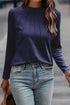 Raglan Long Sleeve Exposed Seam Detail Relaxed Fit Crew Neck Top
